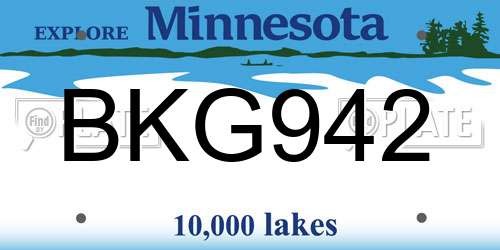 BKG942 Minnesota License Plate