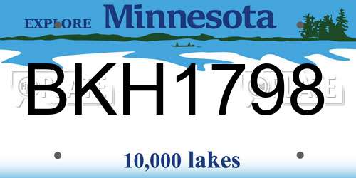 BKH1798 Minnesota License Plate