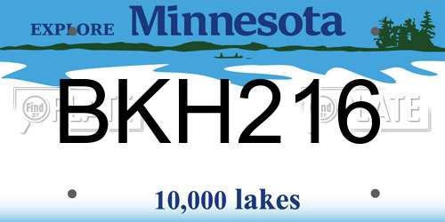 BKH216 Minnesota License Plate