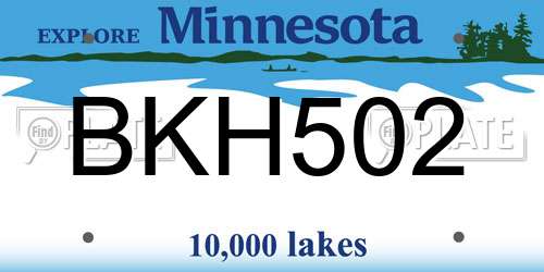 BKH502 Minnesota License Plate