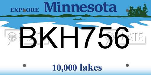 BKH756 Minnesota License Plate