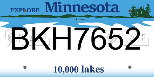 BKH7652 Minnesota License Plate