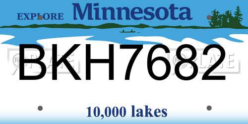 BKH7682 Minnesota License Plate