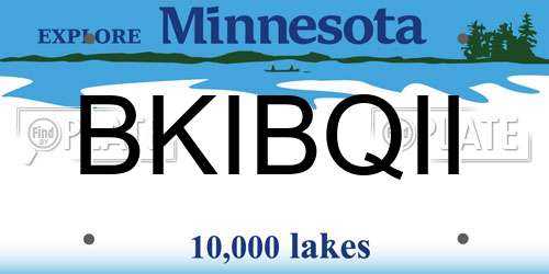 BKIBQII Minnesota License Plate