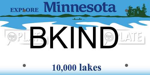 BKIND Minnesota License Plate