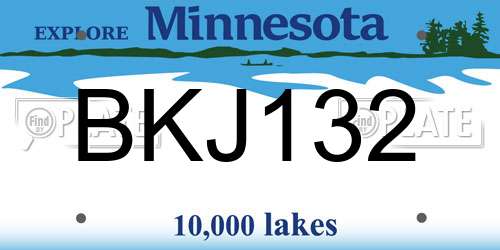 BKJ132 Minnesota License Plate