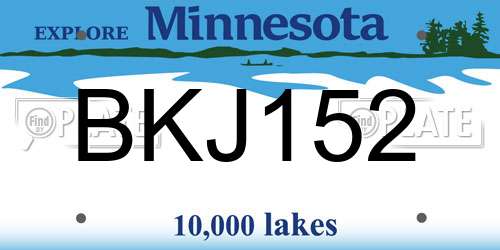BKJ152 Minnesota License Plate