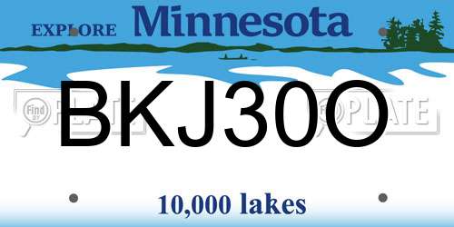 BKJ30O Minnesota License Plate