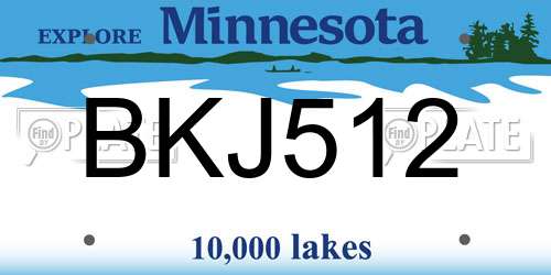 BKJ512 Minnesota License Plate