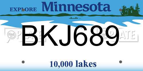 BKJ689 Minnesota License Plate