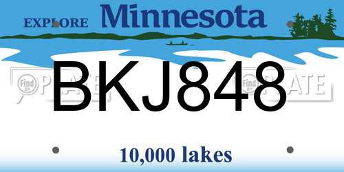 BKJ848 Minnesota License Plate