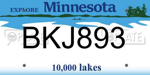 BKJ893 Minnesota License Plate