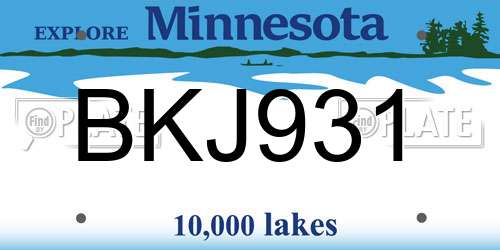 BKJ931 Minnesota License Plate