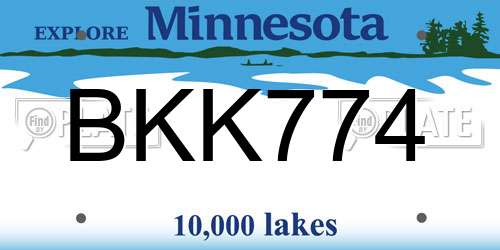 BKK774 Minnesota License Plate