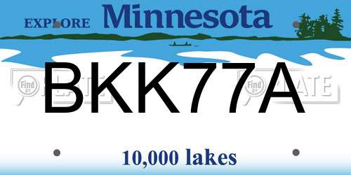 BKK77A Minnesota License Plate