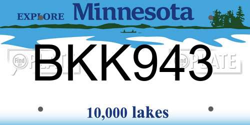 BKK943 Minnesota License Plate