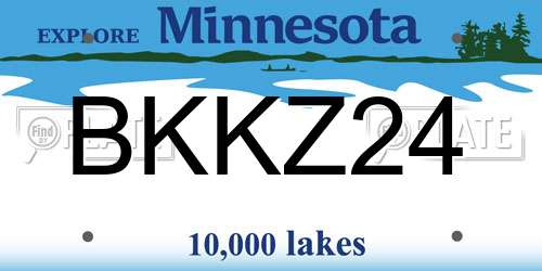 BKKZ24 Minnesota License Plate
