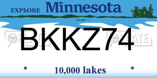 BKKZ74 Minnesota License Plate