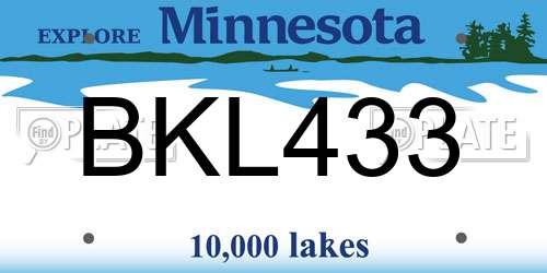 BKL433 Minnesota License Plate