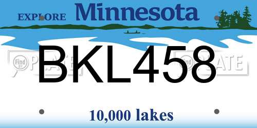BKL458 Minnesota License Plate
