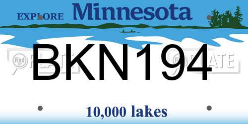 BKN194 Minnesota License Plate