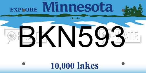 BKN593 Minnesota License Plate