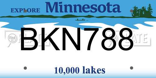 BKN788 Minnesota License Plate