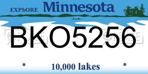 BKO5256 Minnesota License Plate