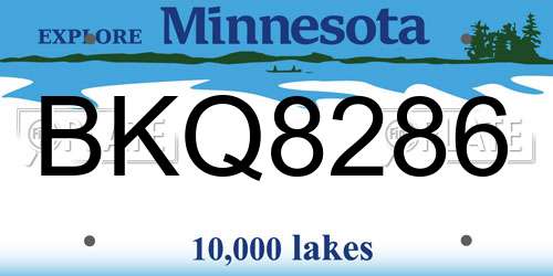 BKQ8286 Minnesota License Plate
