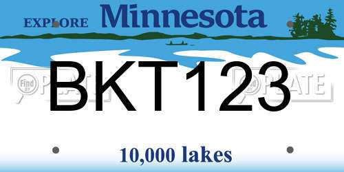 BKT123 Minnesota License Plate