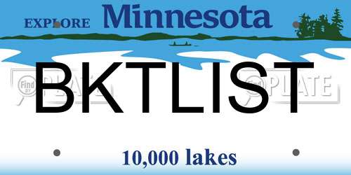 BKTLIST Minnesota License Plate