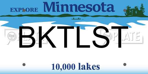 BKTLST Minnesota License Plate