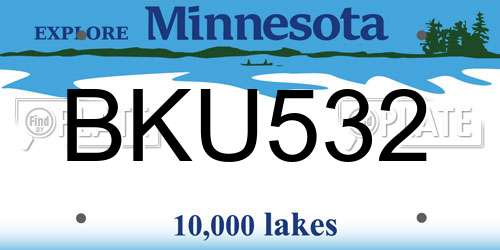 BKU532 Minnesota License Plate