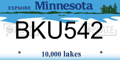 BKU542 Minnesota License Plate