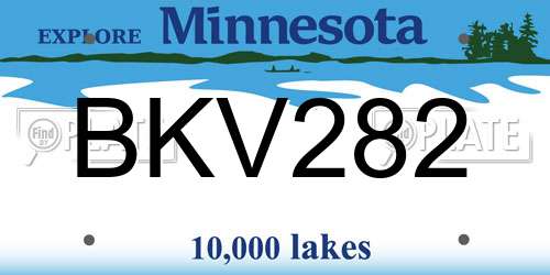 BKV282 Minnesota License Plate