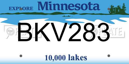 BKV283 Minnesota License Plate