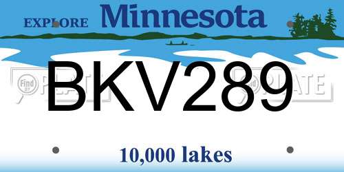 BKV289 Minnesota License Plate