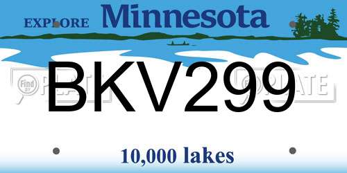 BKV299 Minnesota License Plate