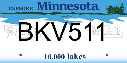 BKV511 Minnesota License Plate