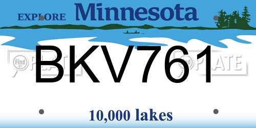 BKV761 Minnesota License Plate