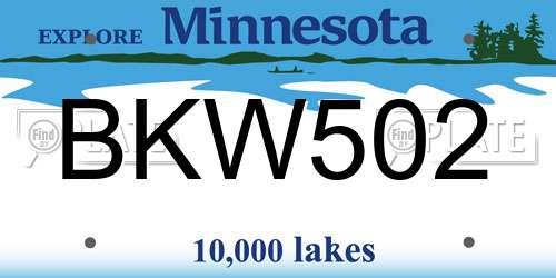 BKW502 Minnesota License Plate