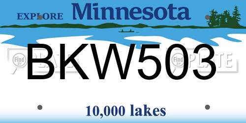 BKW503 Minnesota License Plate