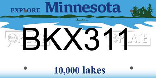 BKX311 Minnesota License Plate