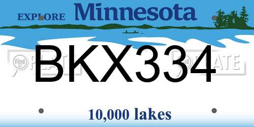 BKX334 Minnesota License Plate