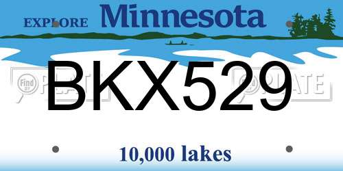 BKX529 Minnesota License Plate