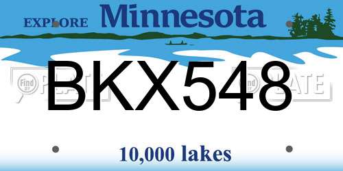 BKX548 Minnesota License Plate