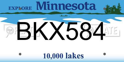 BKX584 Minnesota License Plate