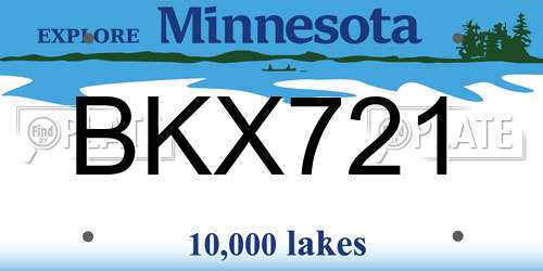 BKX721 Minnesota License Plate