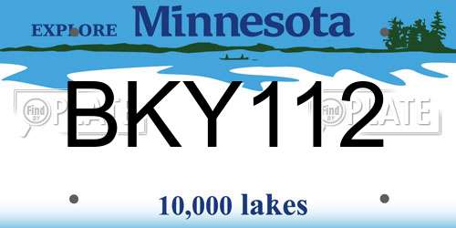 BKY112 Minnesota License Plate