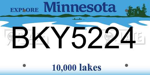 BKY5224 Minnesota License Plate